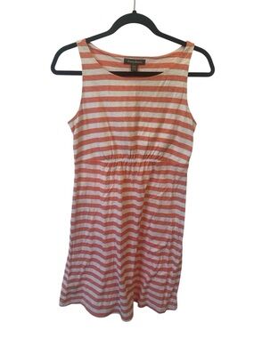 Tommy Bahama Coral & White Striped Sleeveless Mini Dress with Elastic Waist